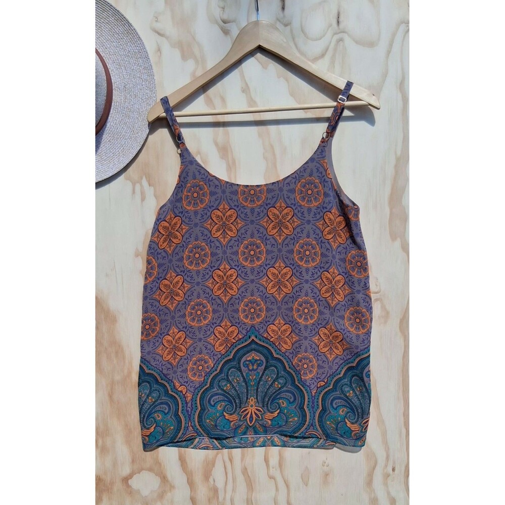 CAbi Arabesque Cami Style 3082 Small Boho Medallion Adjustable Strap Tank Top - Picture 2 of 6
